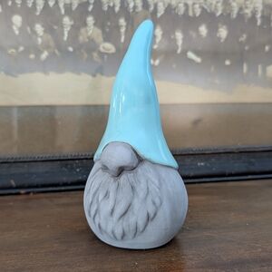 Ceramic Gnome Figurine with Aqua Hat